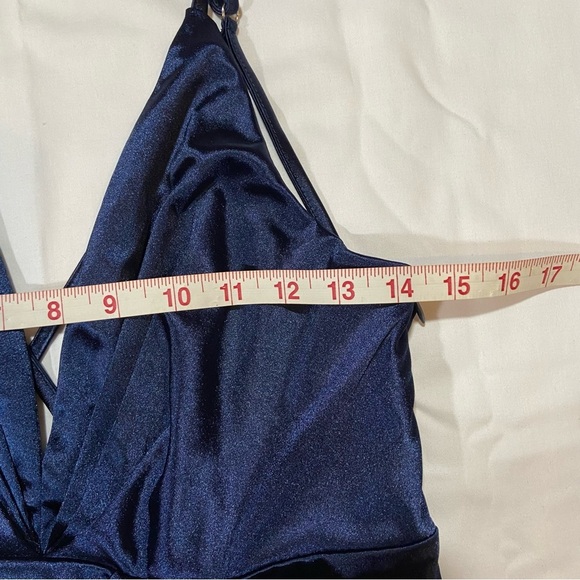 royal blue deep v-neck one piece shorts skort romper size Medium - Picture 4 of 12